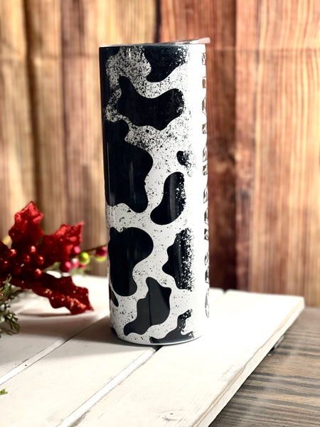 Custom Cow Print Sublimated 20oz Skinny Tumbler