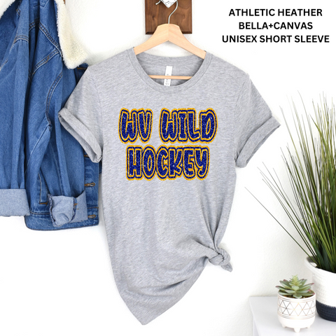 WV Wild Hockey Blue/Gold Faux Glitter: Preorder