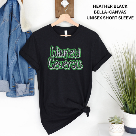 Winfield Generals Green/Black/White Faux Glitter: Preorder