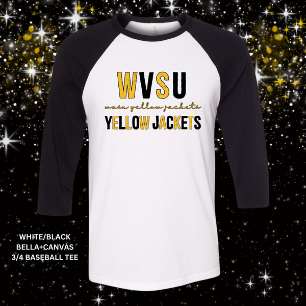 Distressed WVSU Yellow Jackets (Gold/Black): Preorder