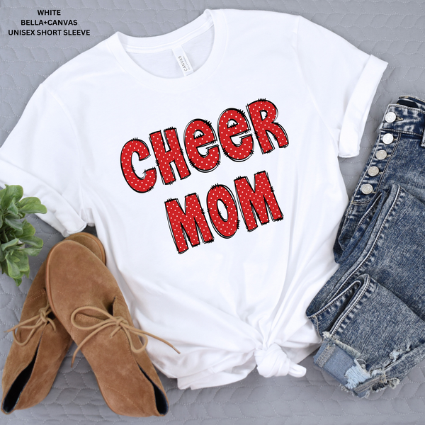 Cheer Mom Red/White Polka Dots: Preorder