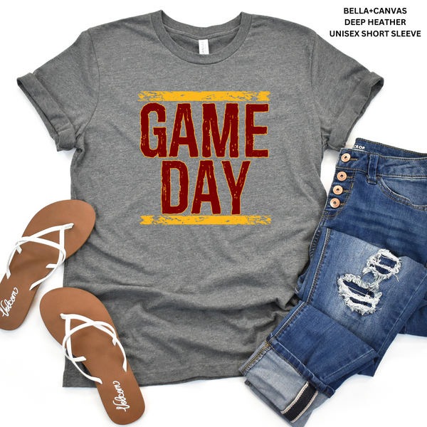 Distressed Maroon And Gold/Yellow Game Day: Preorder