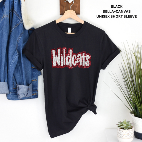 Wildcats Red Faux Sequin Background: Preorder