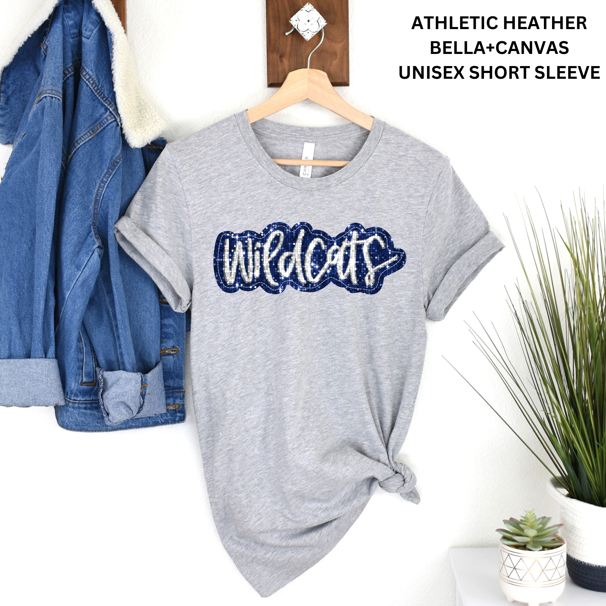 Wildcats Blue/White Faux Glitter: Preorder