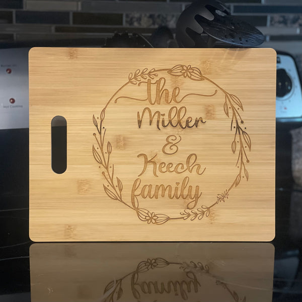 Custom 11" x 14" Family Bamboo Cutting Board