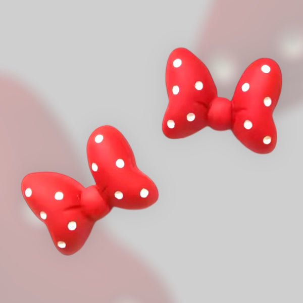 Polka Dot Bow Stud Earrings