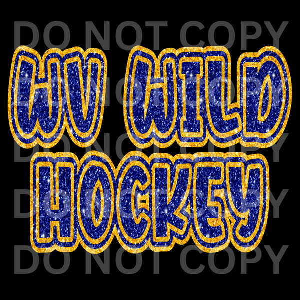 WV Wild Hockey Blue/Gold Faux Glitter: Preorder