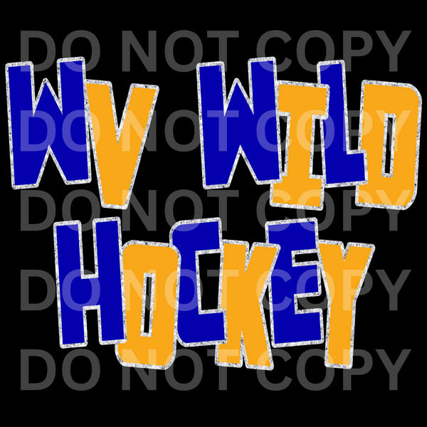 WV Wild Hockey Scattered With Faux Glitter Outline: Preorder