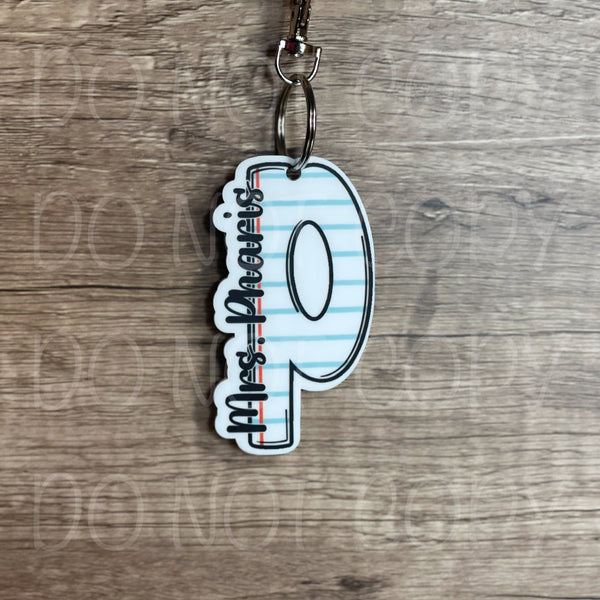 Personalized "Paper" Initial Keychains