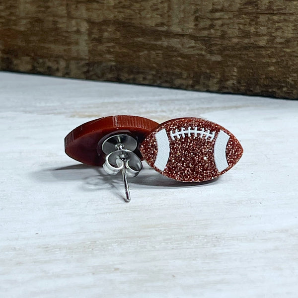 Glitter Football Stud Earrings: Sale