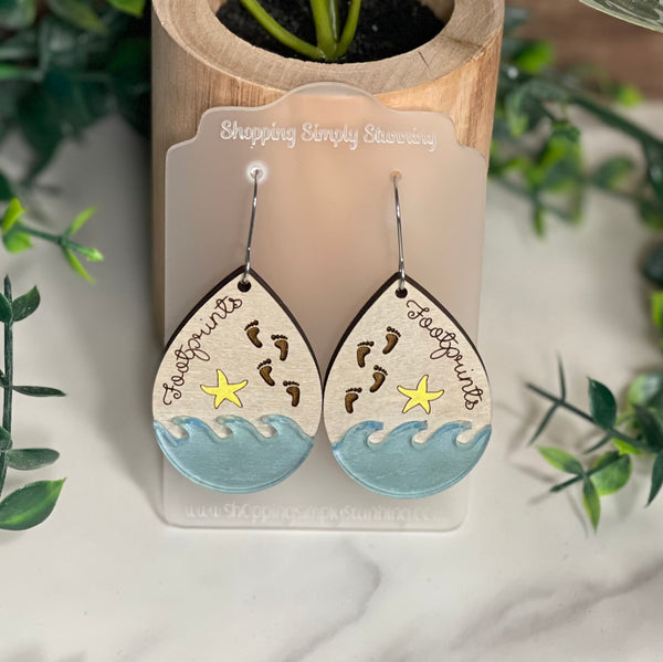 Footprints Hand Painted Earrings