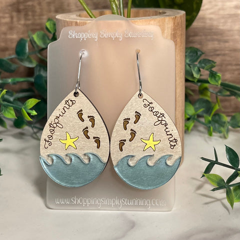 Footprints Hand Painted Earrings