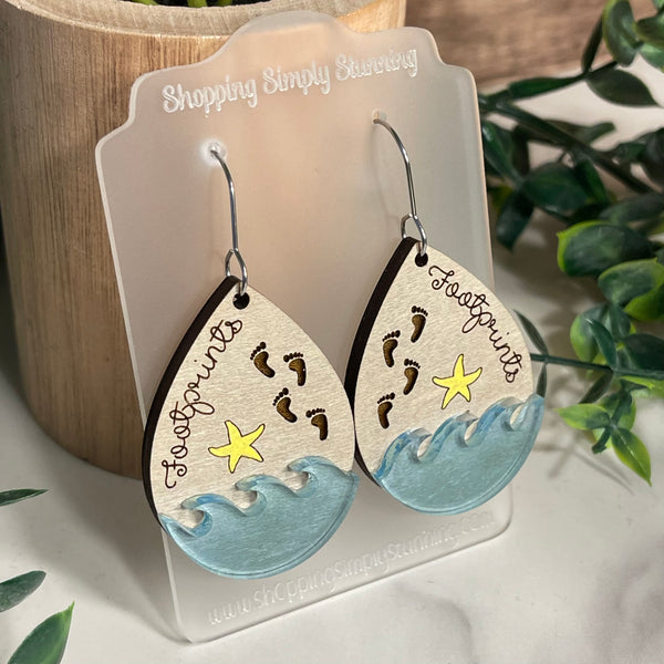 Footprints Hand Painted Earrings