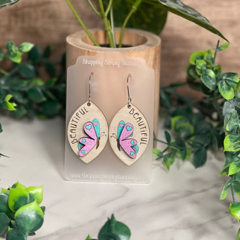 "Beautiful" Hand Painted Earrings