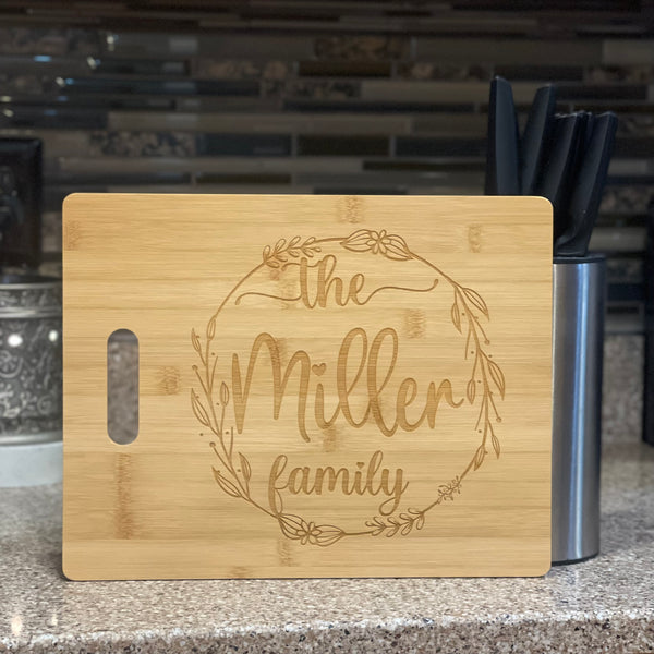 Custom 11" x 14" Family Bamboo Cutting Board