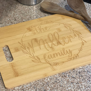 Custom 11" x 14" Family Bamboo Cutting Board