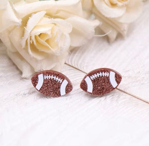 Glitter Football Stud Earrings: Sale