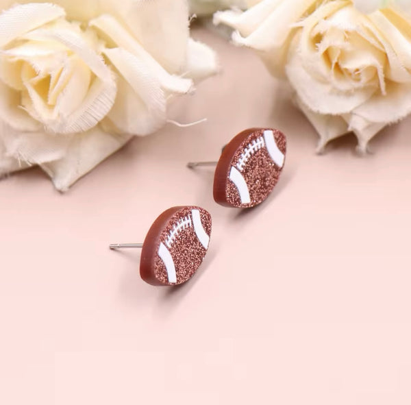 Glitter Football Stud Earrings: Sale