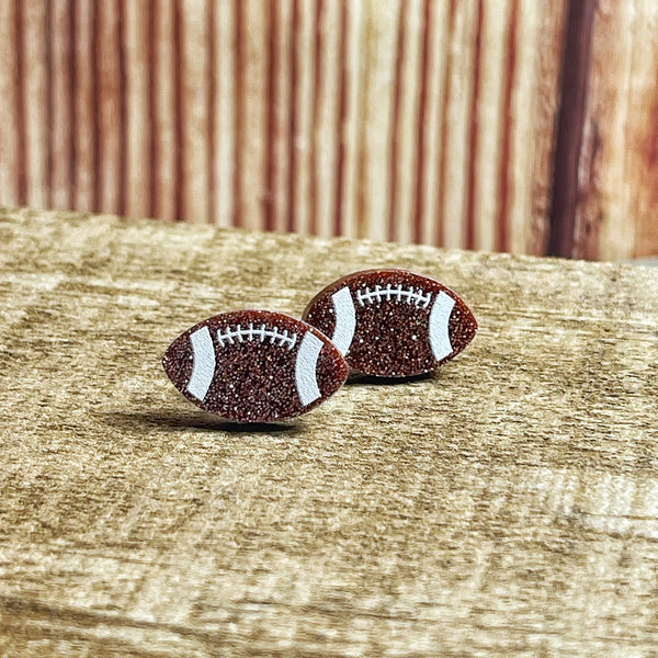 Glitter Football Stud Earrings: Sale