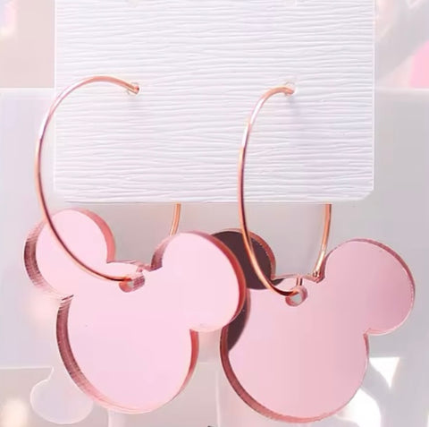 Rose Gold Mirror Acrylic Mouse Hoops: Sale