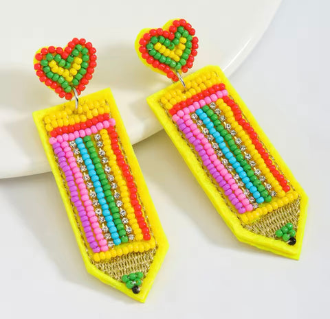 Colorful Pencil Beaded Earrings: Sale