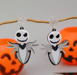 Skeleton Glitter Acrylic Earrings: Sale