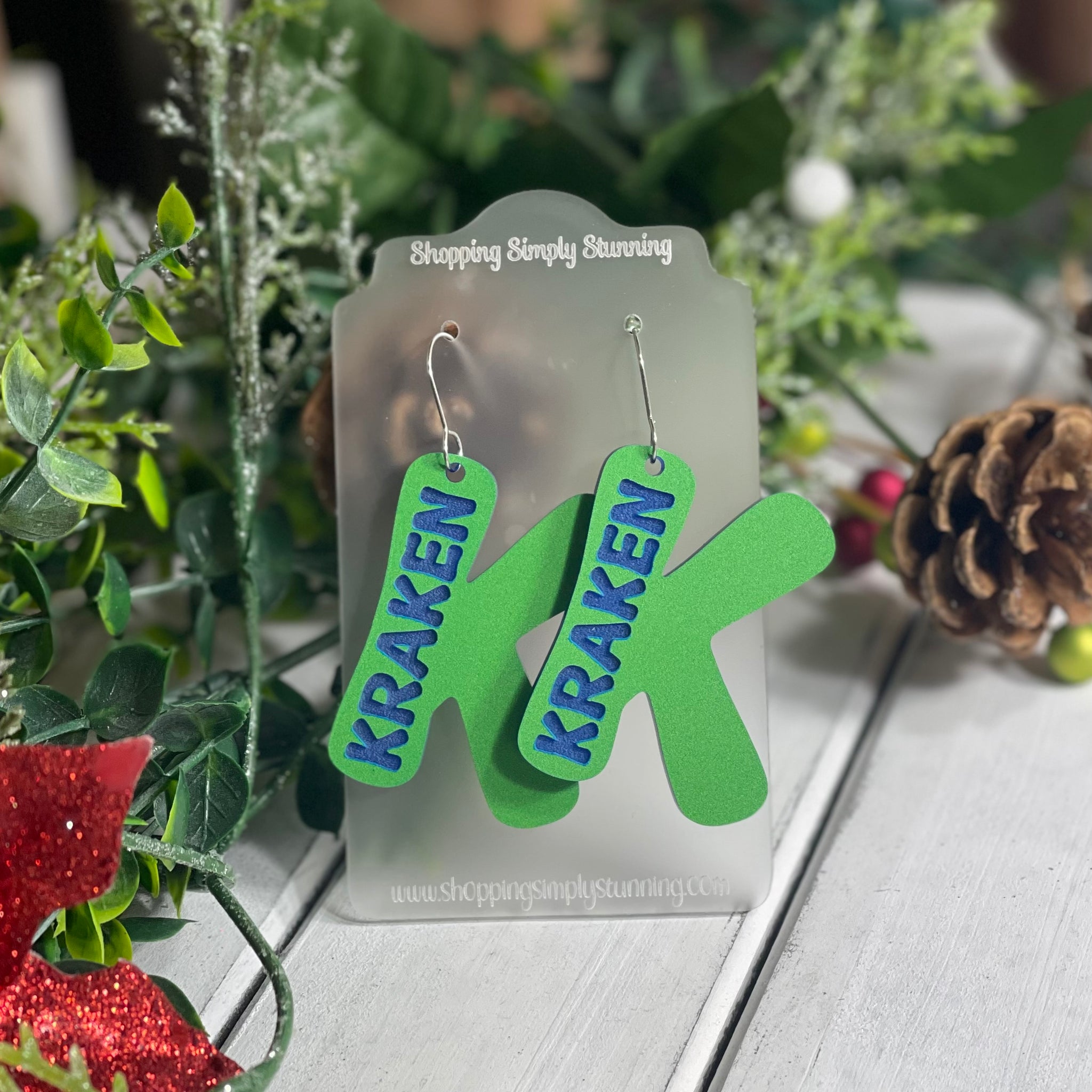 "K" Kraken Dangle Earrings