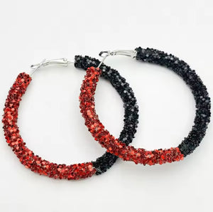 Red/Black Glitter Hoops