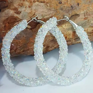 Iridescent Clear Crystal Sparkle Hoops