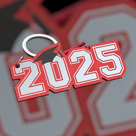 Red Glitter 2025 Grad Keychain