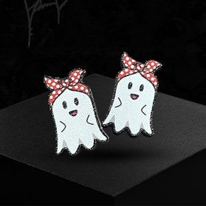 Polka Dot Headband Glitter Ghost Stud Earrings