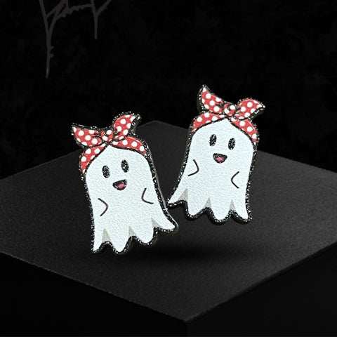 Polka Dot Headband Glitter Ghost Stud Earrings