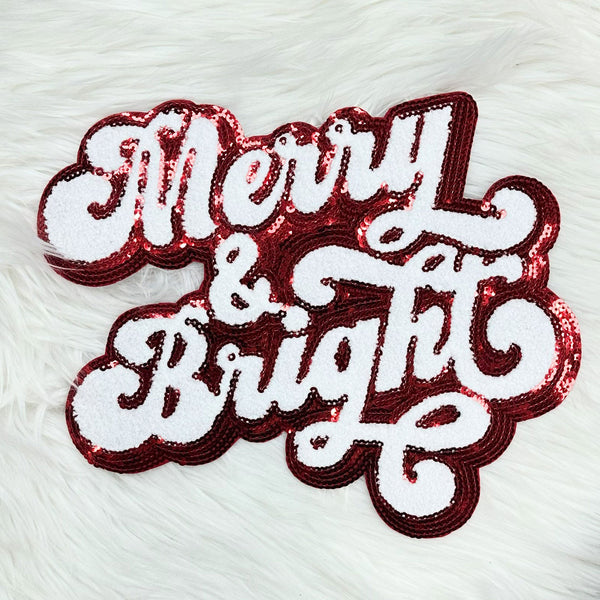 Merry & Bright Red Sequin/White Chenille Patch