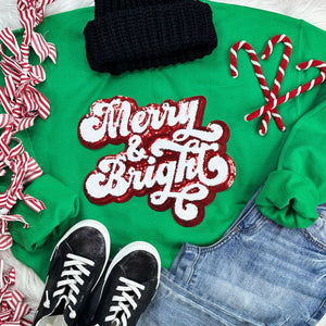 Merry & Bright Red Sequin/White Chenille Patch