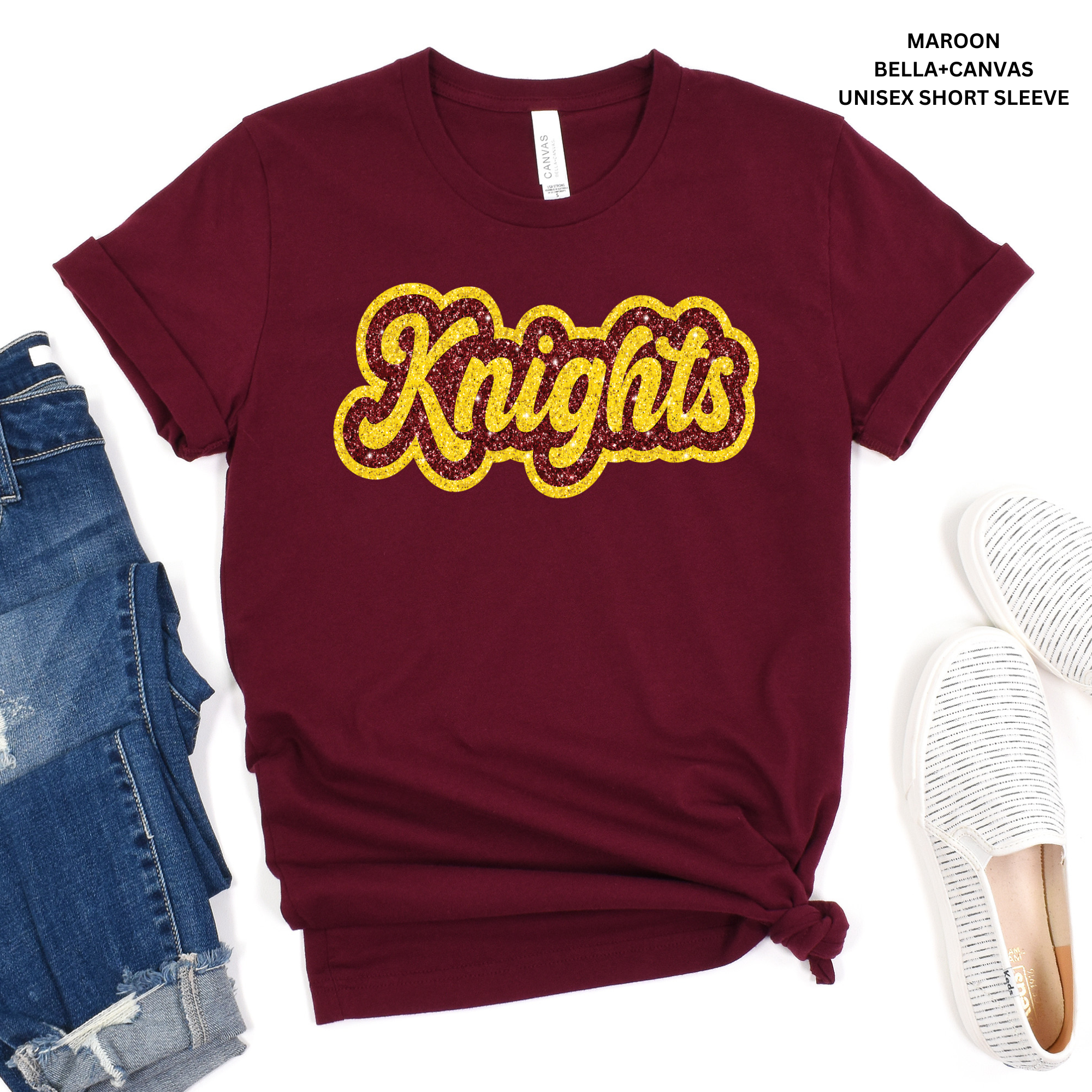 Knights Maroon/Gold Faux Glitter: Preorder