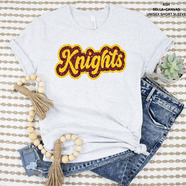 Knights Maroon/Gold Faux Glitter: Preorder