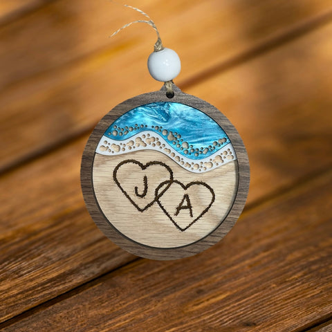 Beach Heart Custom Letter Ornament/Charm