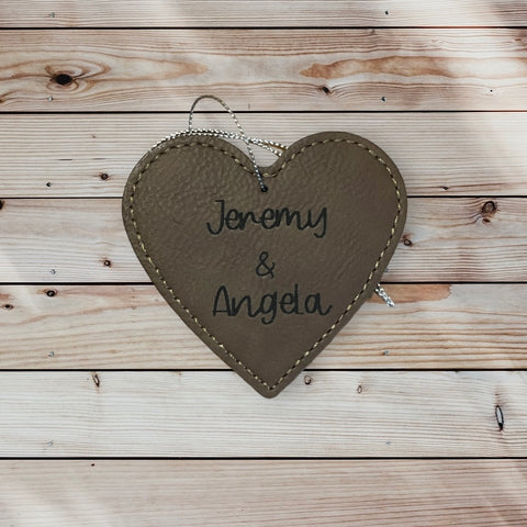 Personalized Laser Engraved Leatherette Heart