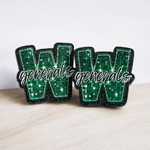 Green W Generals Stud Earrings