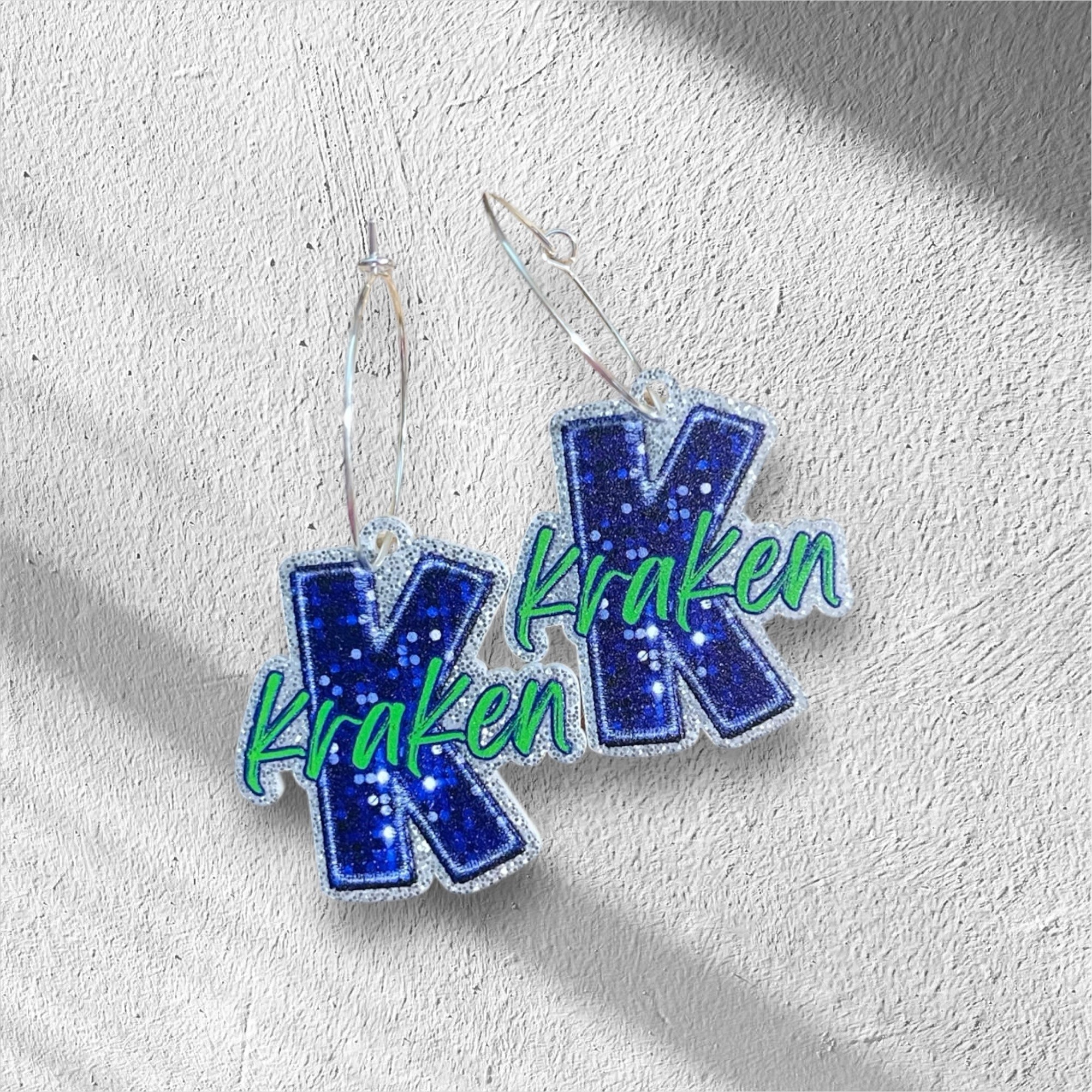 Blue K Kraken Dangle Earrings-Silver Hoop