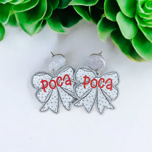 Poca Grey Dot Bow Dangle Earrings