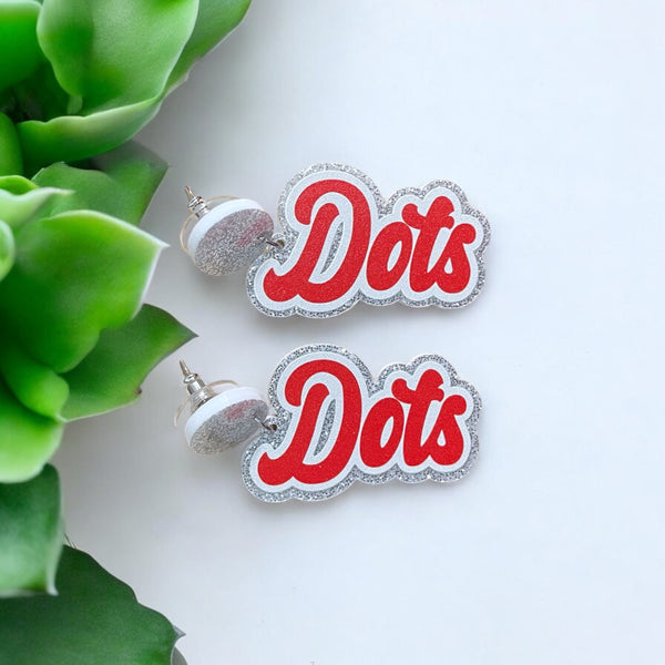 Dots Script Dangle Earrings