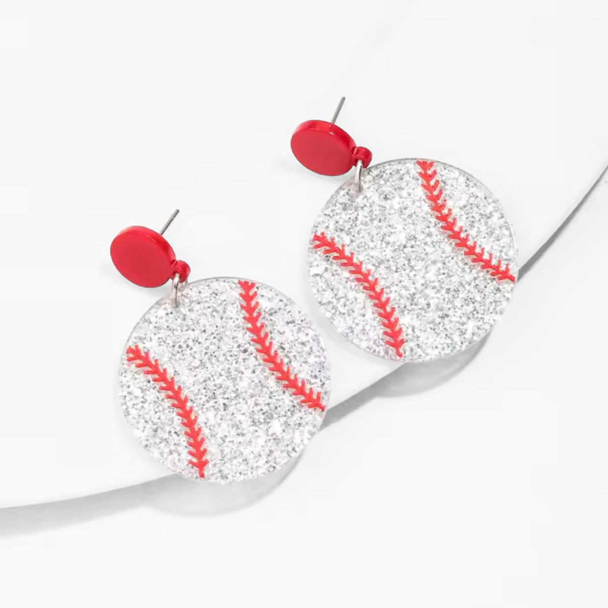 Baseball Glitter Acrylic Dangle Earrings