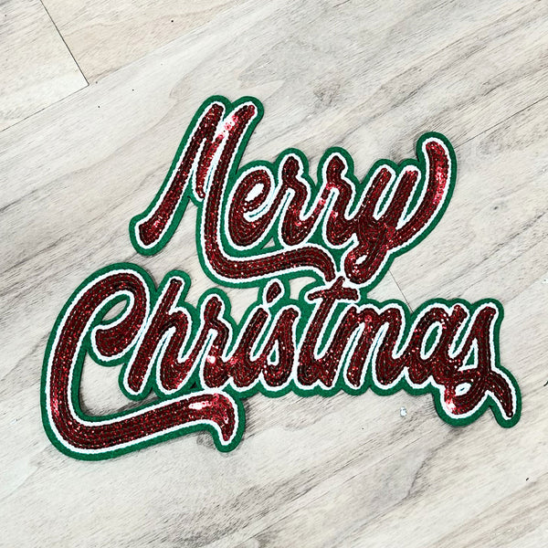 Merry Christmas Red Sequin Patch