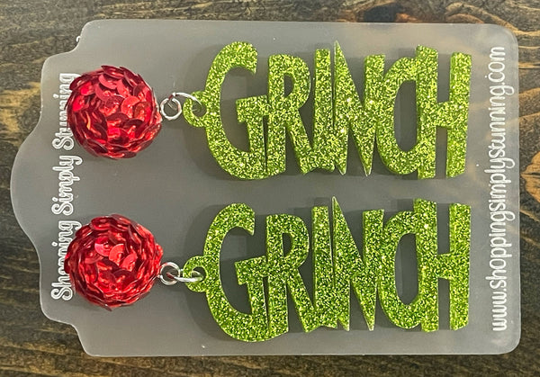 G.R.I.N.C.H. Red Sequin Topper Earrings