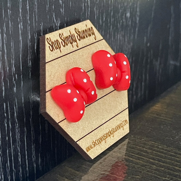 Polka Dot Bow Stud Earrings