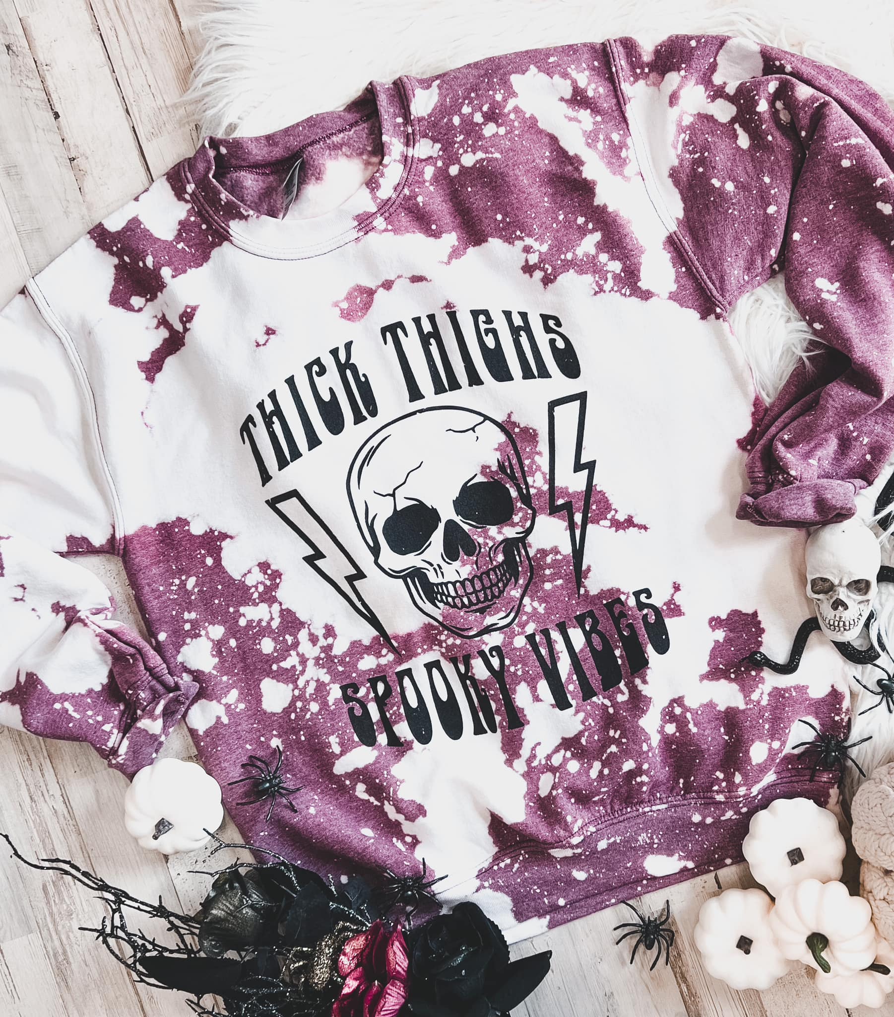 Spooky Vibes: Bleached Sweatshirt: Sale