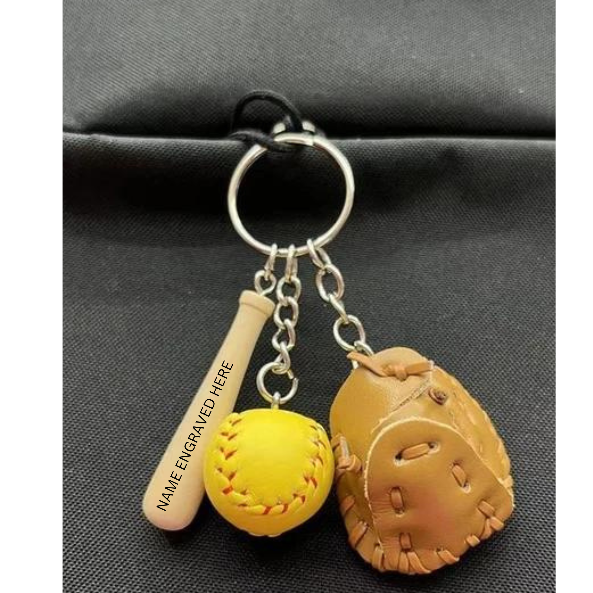 Custom Engraved Softball Keychain Or Tassel Keychain