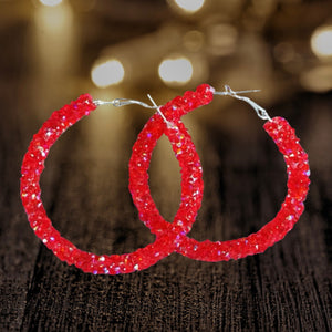 Red Crystal Sparkle Hoops