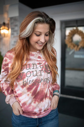 Count Your Blessings: Long Sleeve Tie Dye: Sale